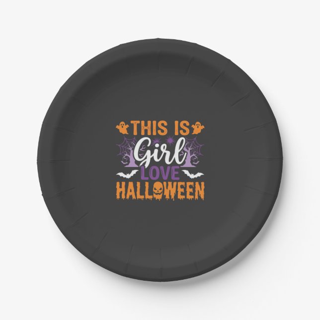 Mädchen Lieben Halloween-Geister-Design_1 Pappteller (Vorderseite)
