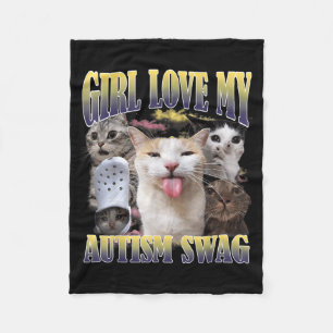Mädchen lieben meinen Autismus-Swag lustiges Katze Fleecedecke