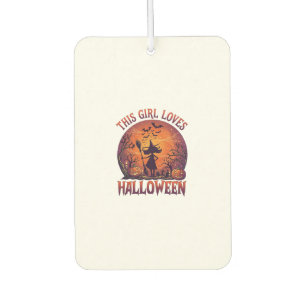 Mädchen liebt Halloween Hexe Kürbisse Fledermäuse_ Autolufterfrischer