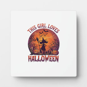 Mädchen liebt Halloween Hexe Kürbisse Fledermäuse_ Fotoplatte