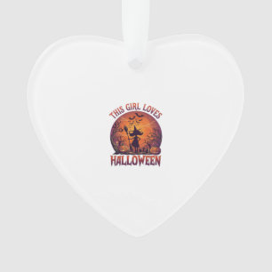 Mädchen liebt Halloween Hexe Kürbisse Fledermäuse_ Ornament