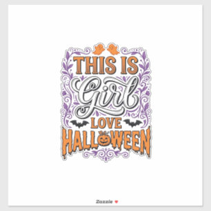 Mädchen Liebt Halloween Vintage Süßer Gruseliger T Aufkleber