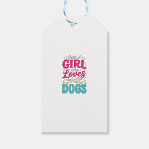 Mädchen liebt Hunde Vintage-Stich-Typografie-Desig Geschenkanhänger