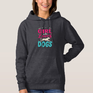 Mädchen liebt Hunde Vintage-Stich-Typografie-Desig Hoodie