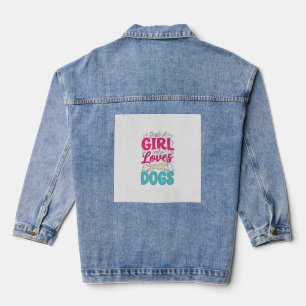 Mädchen liebt Hunde Vintage-Stich-Typografie-Desig Jeansjacke