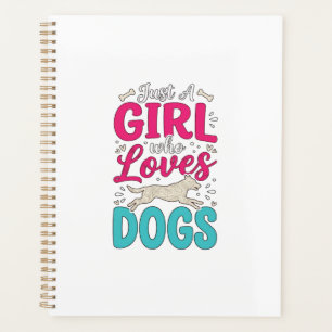 Mädchen liebt Hunde Vintage-Stich-Typografie-Desig Planer