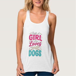 Mädchen liebt Hunde Vintage-Stich-Typografie-Desig Tank Top