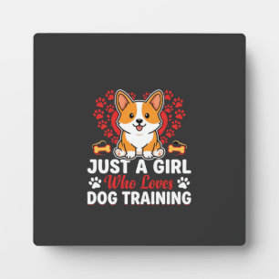 Mädchen liebt Hundetraining Corgi Fotoplatte