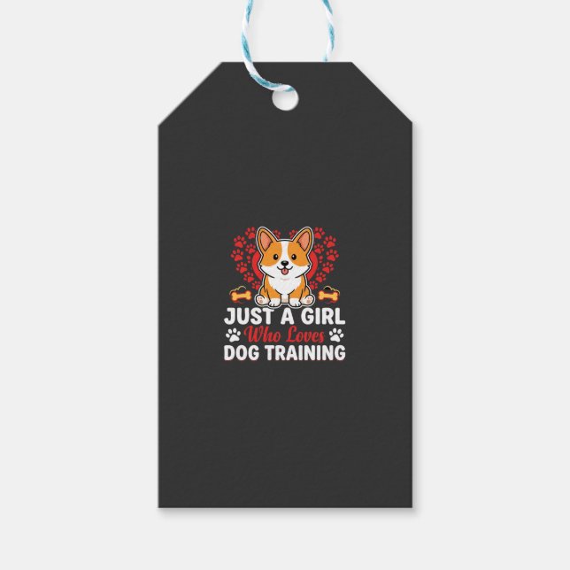 Mädchen liebt Hundetraining Corgi Geschenkanhänger (Vorderseite)