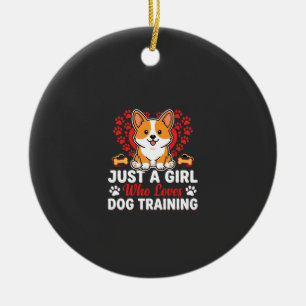 Mädchen liebt Hundetraining Corgi Keramik Ornament