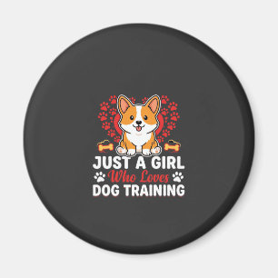 Mädchen liebt Hundetraining Corgi Magnet