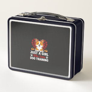 Mädchen liebt Hundetraining Corgi Metall Brotdose