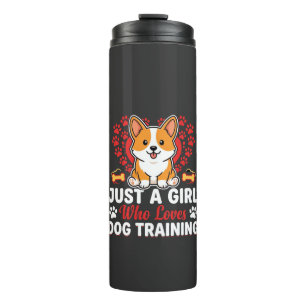 Mädchen liebt Hundetraining Corgi Thermosbecher