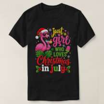 Mädchen liebt Weihnachten im Juli Flamingo