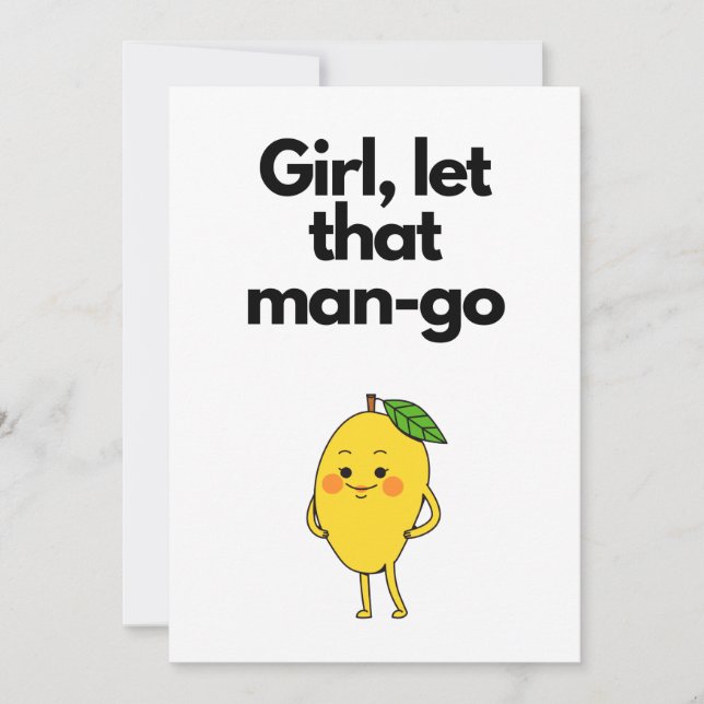 Mädchen ließ, dass man-go-Food-Pun Spaß-Folie aufs Dankeskarte (Vorderseite)