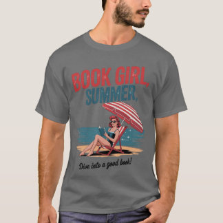 Mädchen liest Buch Sommer Lustiger Strandurlaub fü T-Shirt