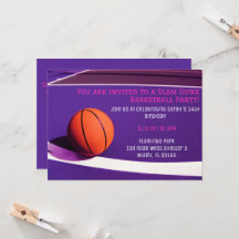 Mädchen lila Basketball Geburtstag Einladungen