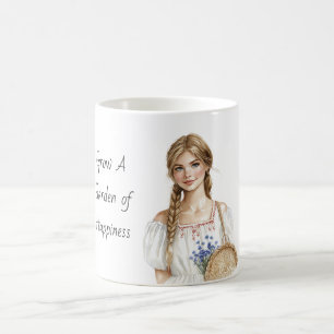 Mädchen Lila Blaue Blumen Garten des Glücks Kaffeetasse