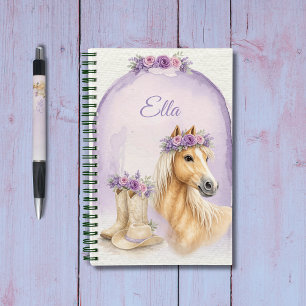 Mädchen Lila Blumen Pferd Notizbuch