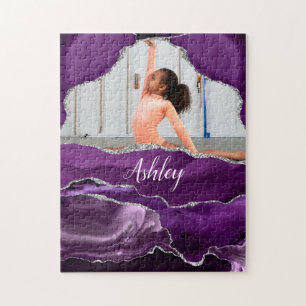 Mädchen Lila Glitter Personalisiertes Foto und Nam
