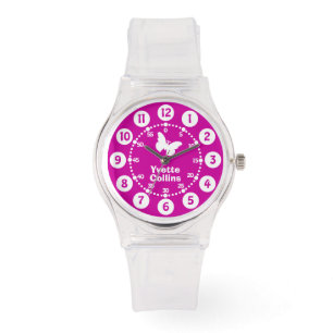 Mädchen lila, rosa, weiße Armbanduhr