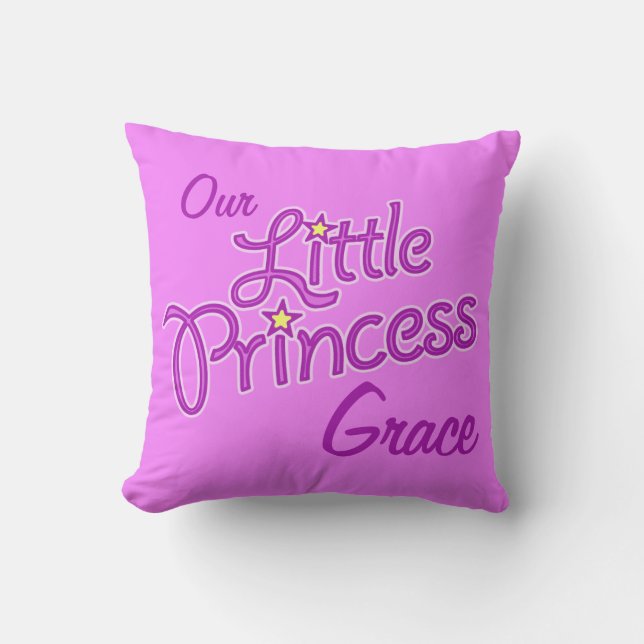 Mädchen lila Sternprinzessin Name & Foto Kissen (Vorderseite)