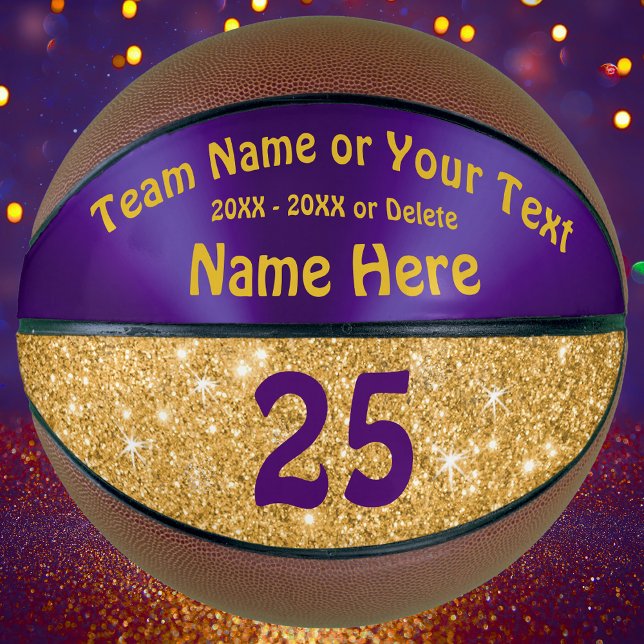 Mädchen Lila und Gold Personalisiert Basketball (Senior Night Basketball Gifts, for Girls. Girls basketball gift ideas. Personalized Basketball. )