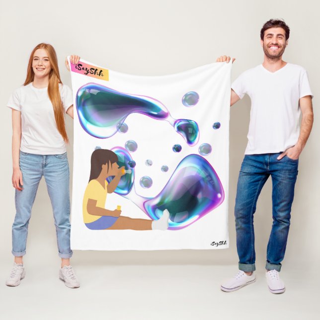 Mädchen machen Seifenblase Fleecedecke (Beispiel)
