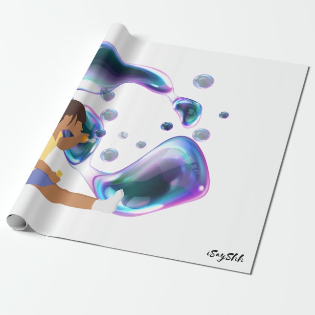 Mädchen machen Seifenblase Geschenkpapier (Ungerollt)