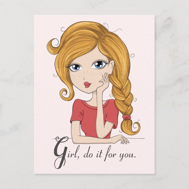 Mädchen macht es für dich postkarte (Vorderseite)