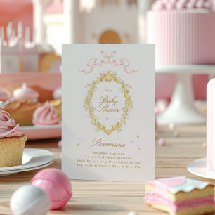 Mädchen Märchen Prinzessin Schleife Rosa Babyparty Einladung