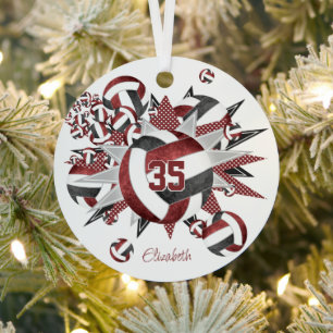Mädchen maroieren schwarze Volleyballs Stars halte Ornament Aus Metall