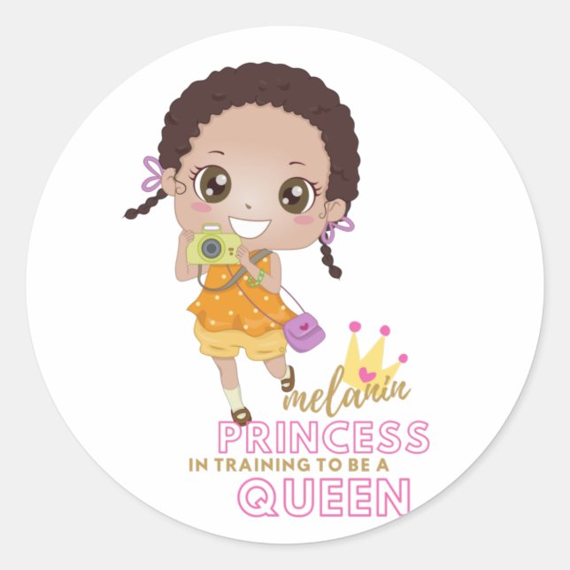 Mädchen MELANIN Prinzessin in Ausbildung als König Runder Aufkleber (Vorderseite)