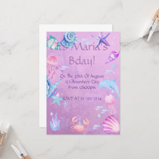 MÄDCHEN MERMAID MEER THEMA, DIGITALE EINLADUNG PAR