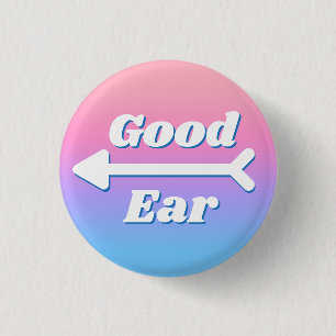 Mädchen Minimal Pink Blau Gutes Ohr Schwerhörigkei Button