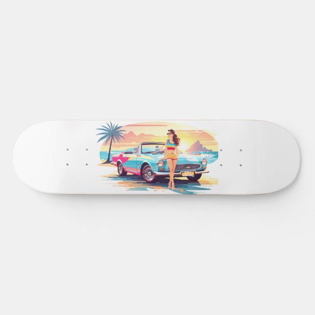 Mädchen mit Auto und Traumwelt Skateboard (Horizontal)