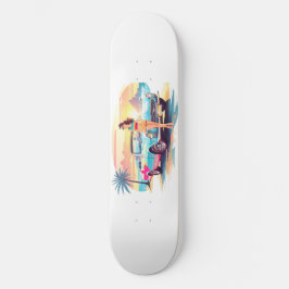 Mädchen mit Auto und Traumwelt Skateboard