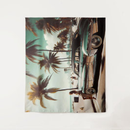 Mädchen mit Auto Wandteppich