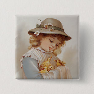 Mädchen mit Babyenten Button