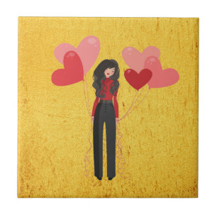 Mädchen mit Ballon whimsical Fliese