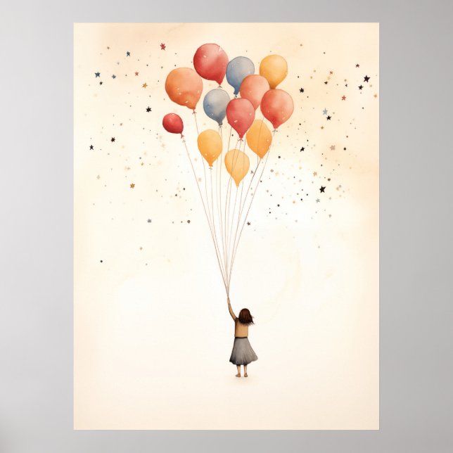 Mädchen mit Ballonplakat Poster (Vorne)