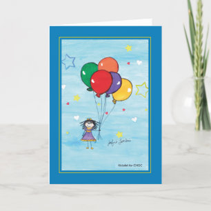 Mädchen mit Ballons - Kinderkunst für CHOC Dankeskarte