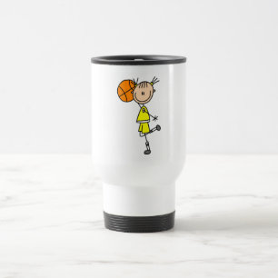 Mädchen mit Basketball-T-Shirts und Geschenken Reisebecher