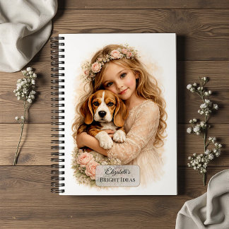 Mädchen mit Beagle-Welpe Notizbuch