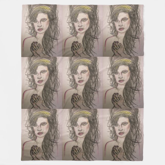 Mädchen mit Bienenhaar beten Fleecedecke (Vorderseite)