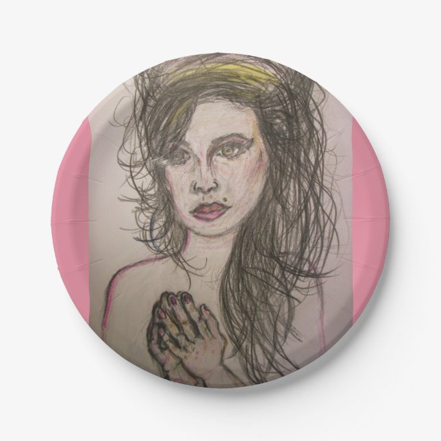 Mädchen mit Bienenhaar beten Pappteller (Vorderseite)