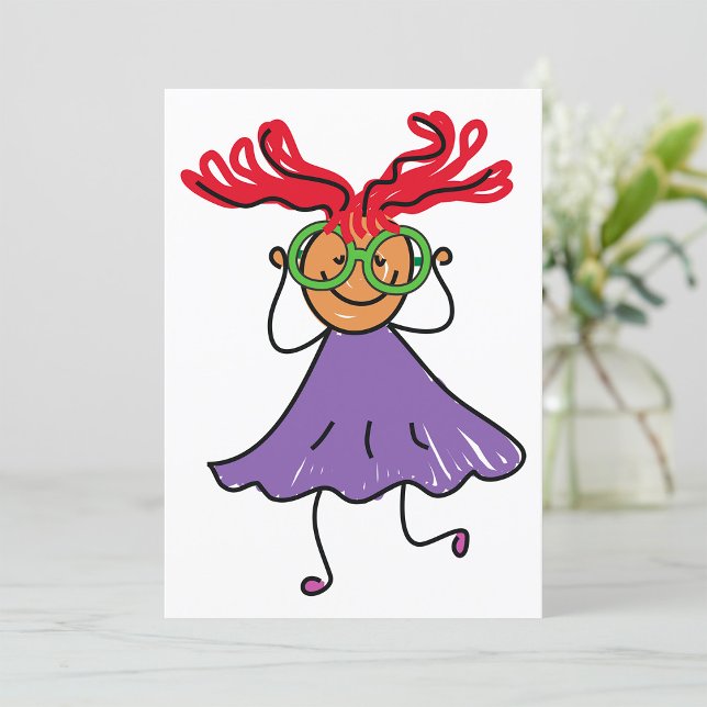 Mädchen mit Big-Gläser Lila Kleidung Einladung (Von Creator hochgeladen)