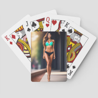 Mädchen mit Bikini in hohen Absätzen Spielkarten