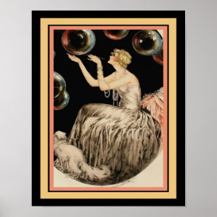 Mädchen mit Blasen Art Deco Poster