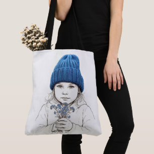Mädchen mit blauem Strickhut Tasche